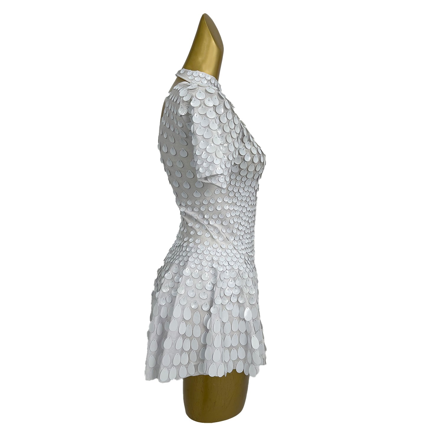 Jinsique Sexy White Shell Sequins Mini Dress