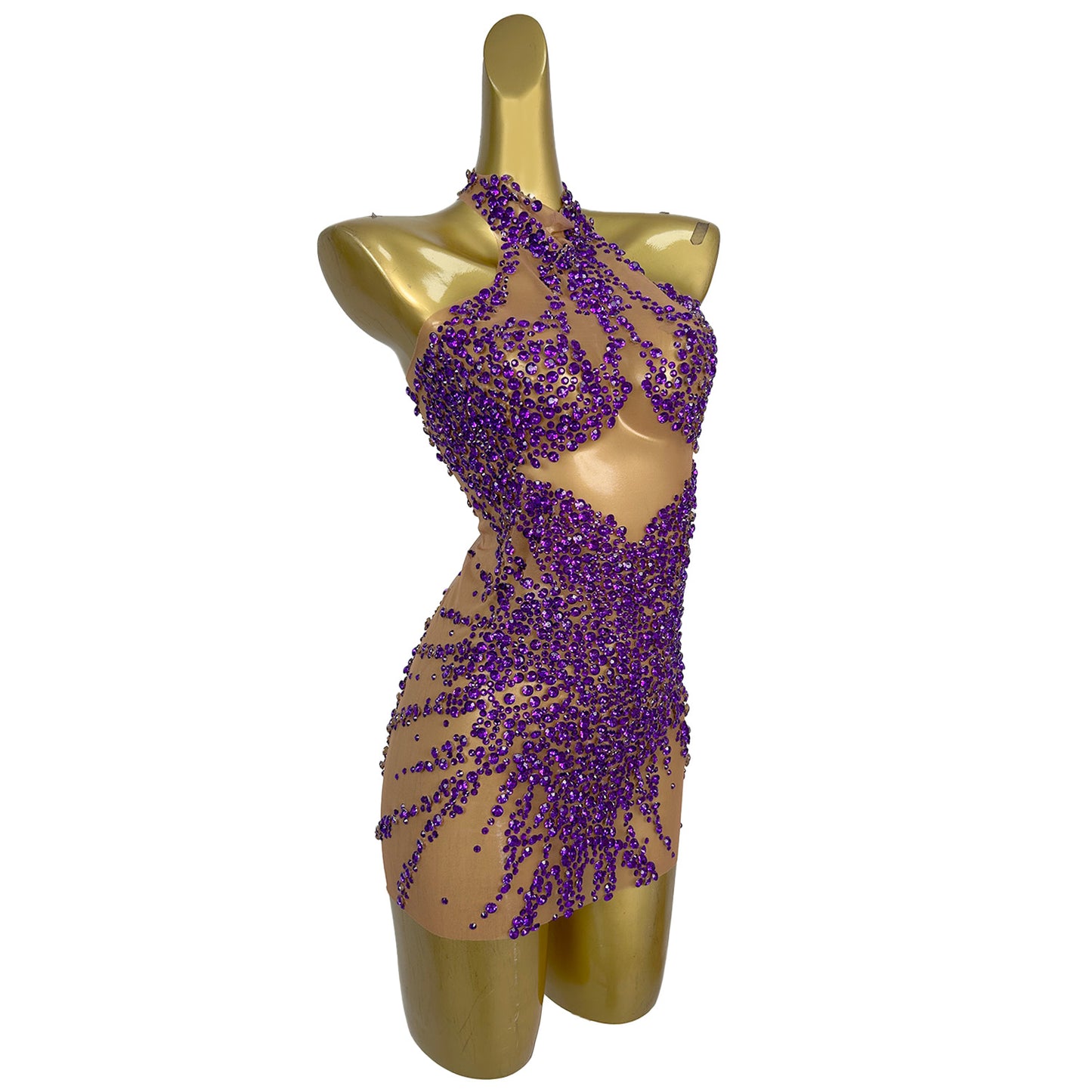 Huatuo Sparkly Purple Crystal Prom Dresses