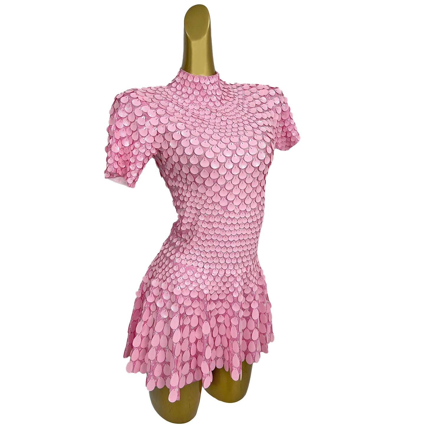 Jinsique Sexy Pink Shell Sequins Mini Dress