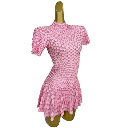 Jinsique Sexy Pink Shell Sequins Mini Dress