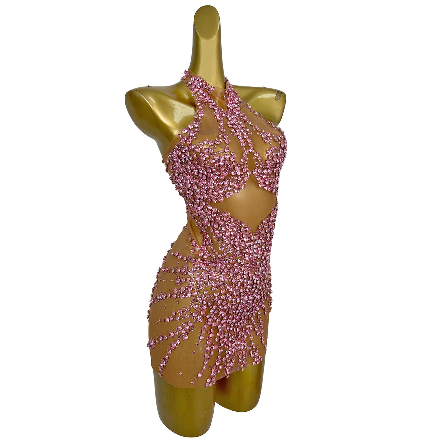 Huatuo Sparkly Pink Crystal Prom Dresses