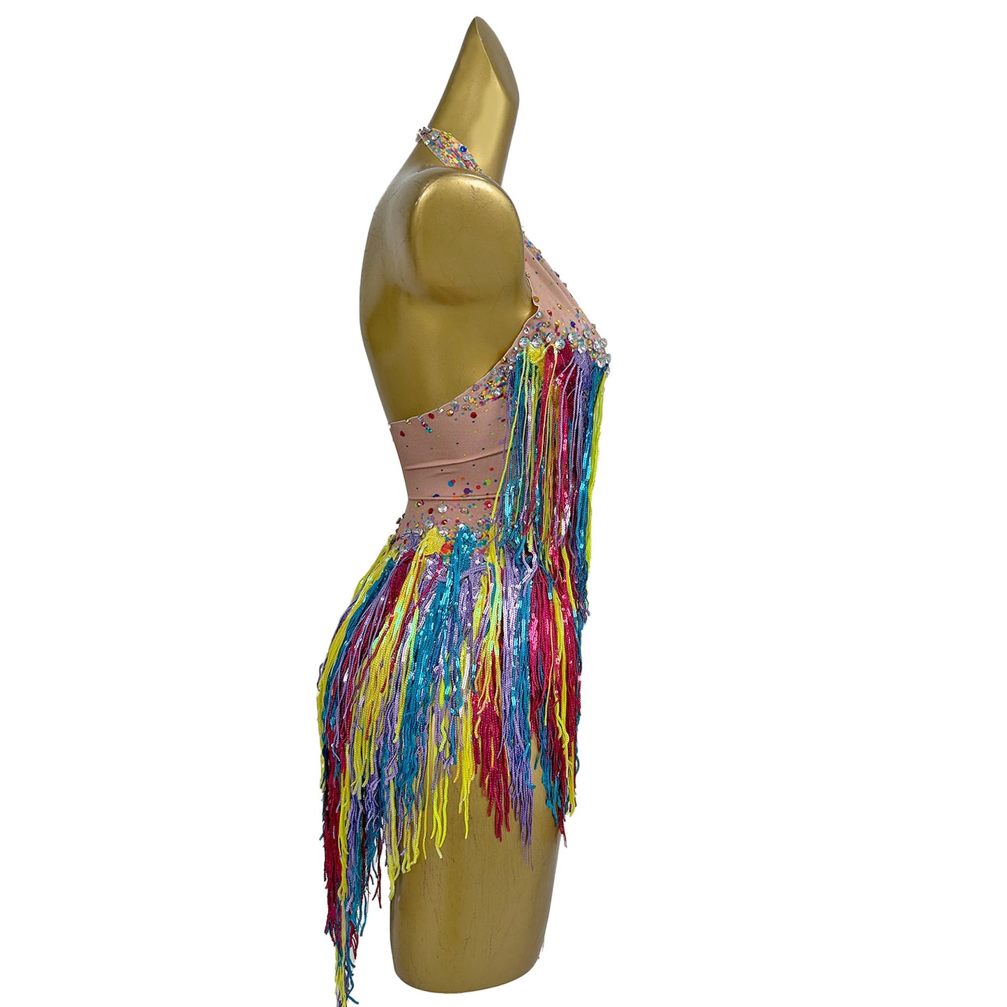Xinwucai Women Colorful Rainbow Tassel Leotard