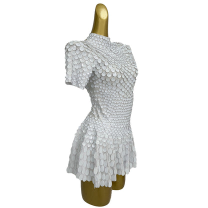 Jinsique Sexy White Shell Sequins Mini Dress
