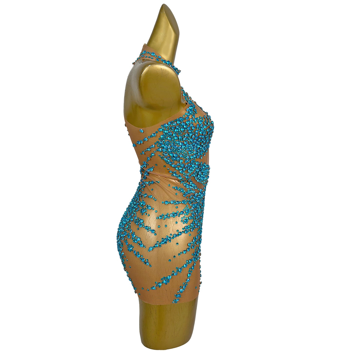 Huatuo Sparkly Blue Crystal Prom Dresses