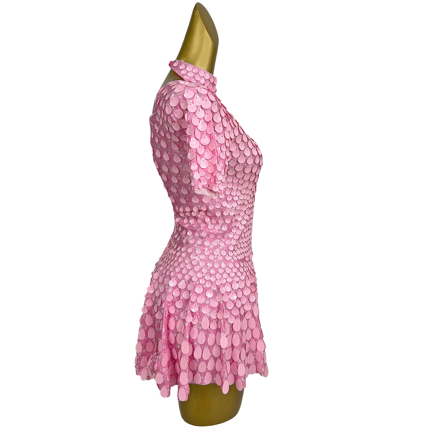 Jinsique Sexy Pink Shell Sequins Mini Dress