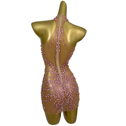 Huatuo Sparkly Pink Crystal Prom Dresses