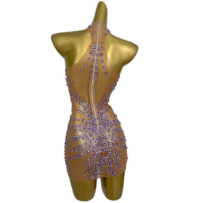 Huatuo Sparkly Light Purple Crystal Prom Dresses