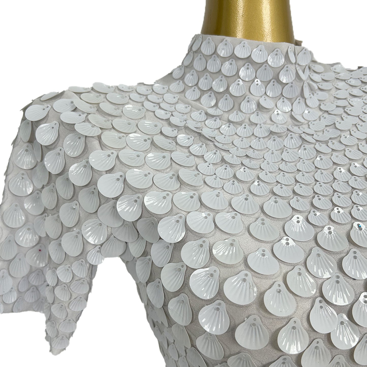 Jinsique Sexy White Shell Sequins Mini Dress