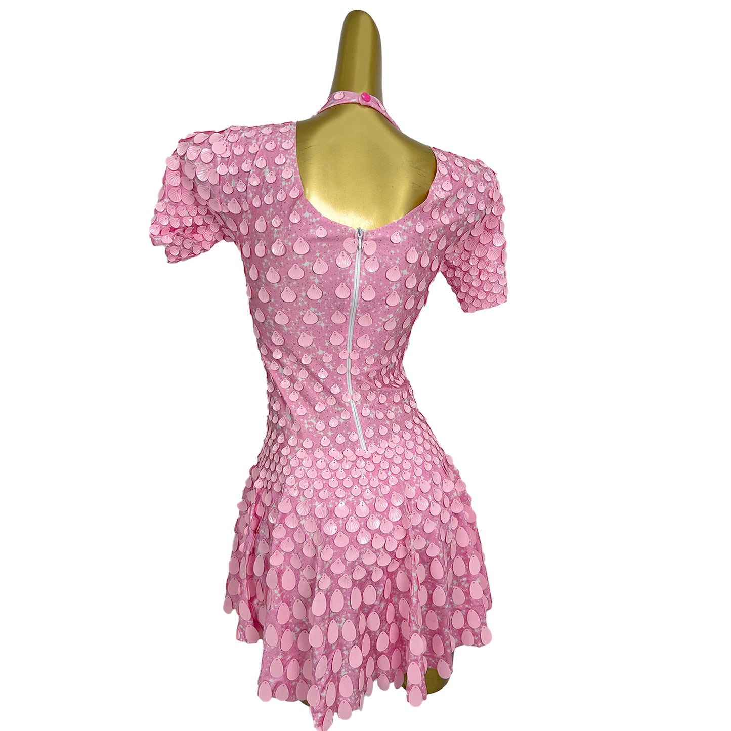 Jinsique Sexy Pink Shell Sequins Mini Dress