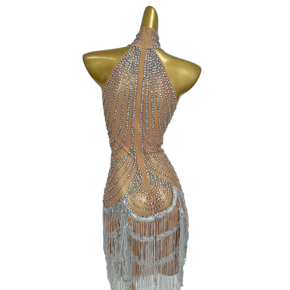 Diaodeng Elastic Perspective Crystal Dresses with Gloves