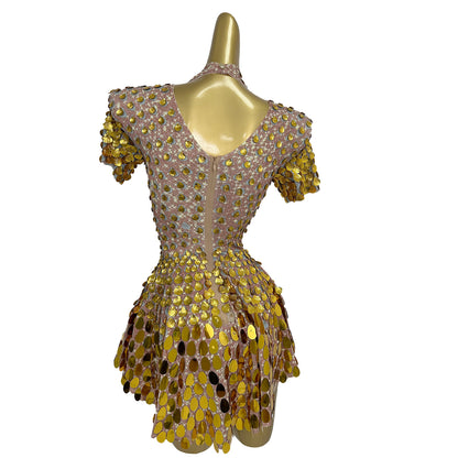 Jinsique Sexy Gold Shell Sequins Mini Dress