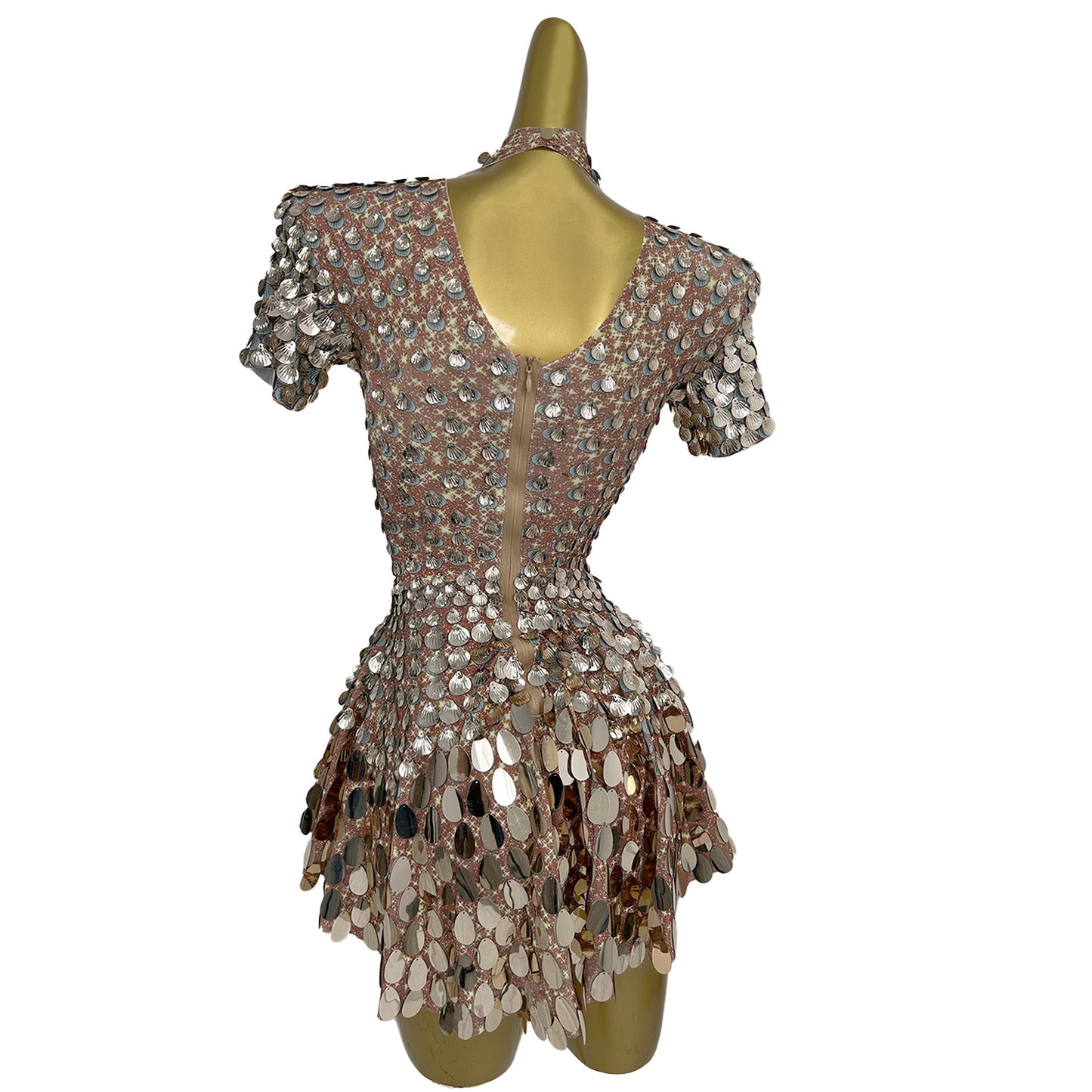 Jinsique Sexy Champagne Shell Sequins Mini Dress