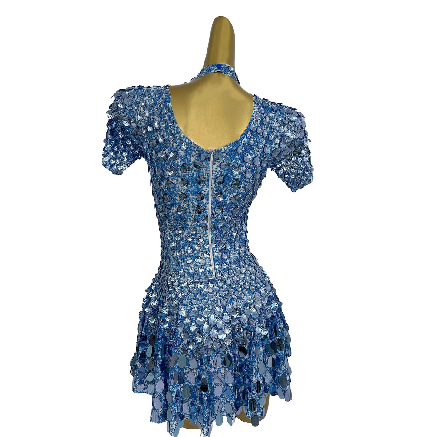 Jinsique Sexy Blue Shell Sequins Mini Dress