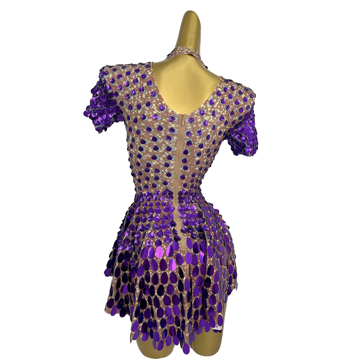 Jinsique Sexy Deep Purple Shell Sequins Mini Dress