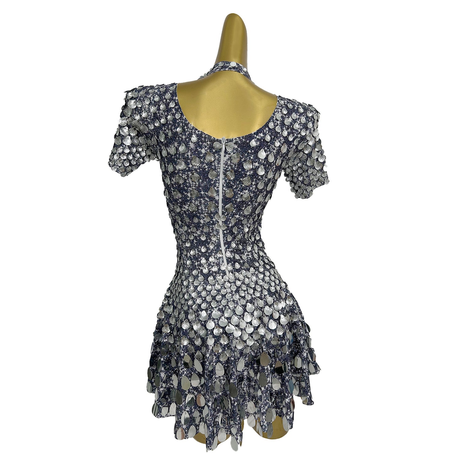 Jinsique Sexy Silver Shell Sequins Mini Dress