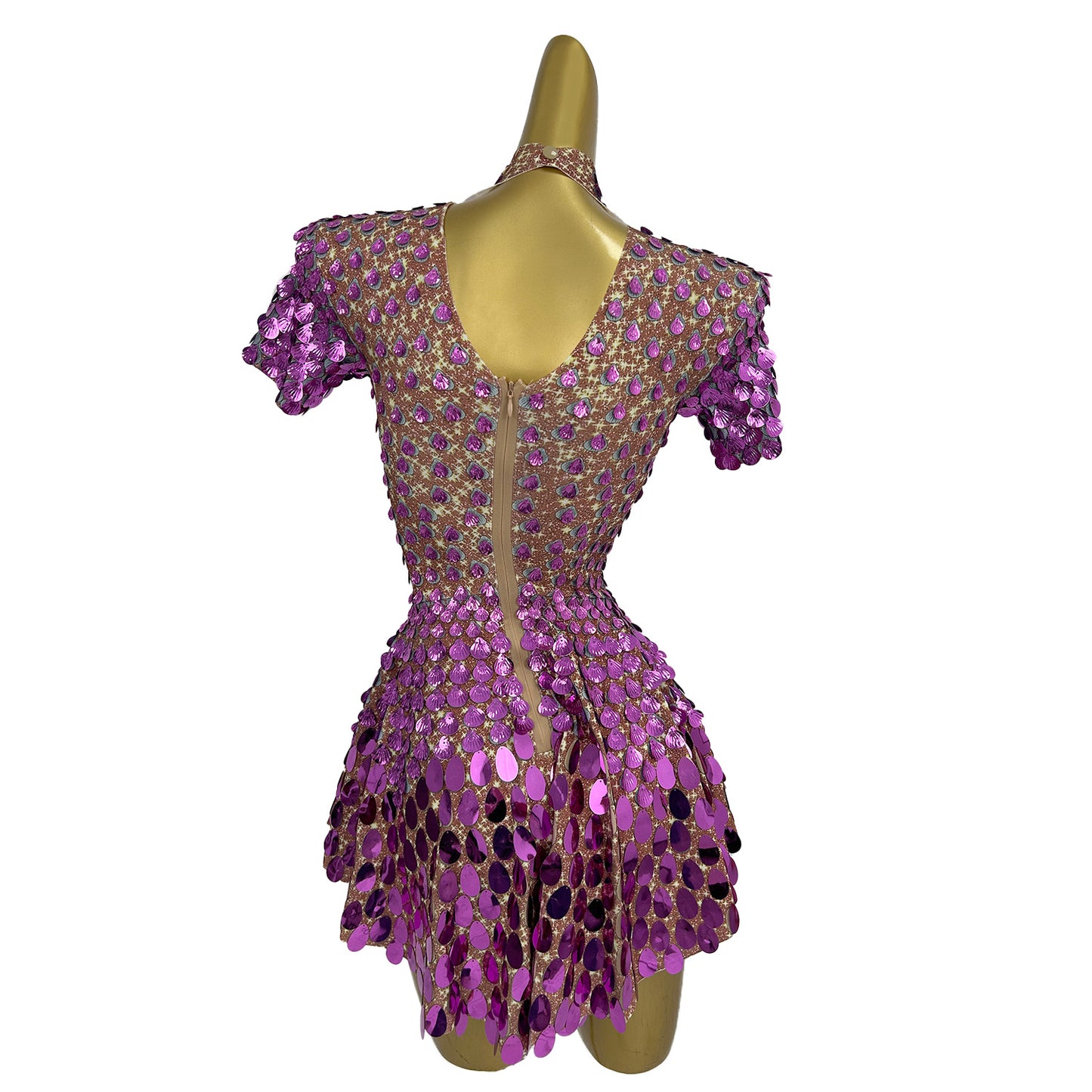 Jinsique Sexy Rose Red Shell Sequins Mini Dress