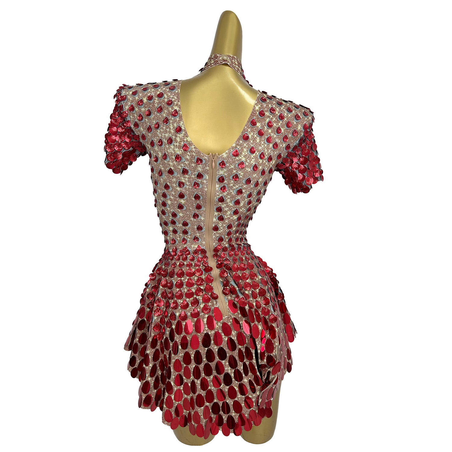 Jinsique Sexy Red Shell Sequins Mini Dress