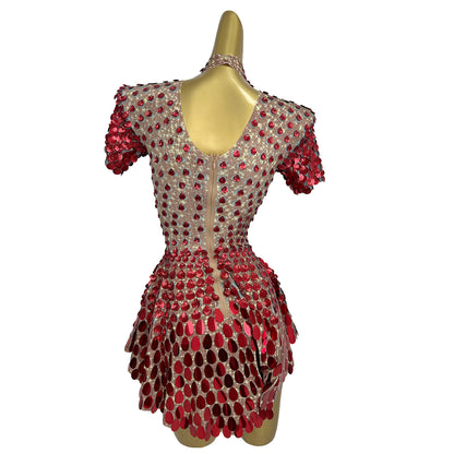 Jinsique Sexy Red Shell Sequins Mini Dress