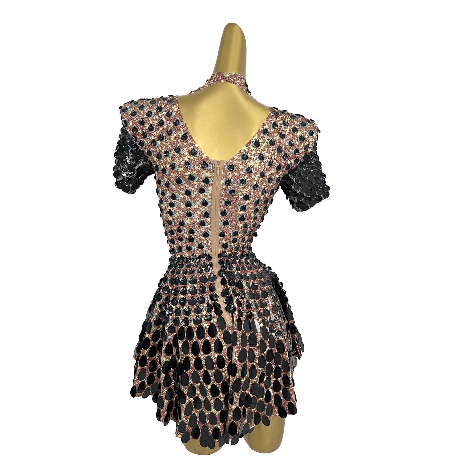 Jinsique Sexy Black Shell Sequins Mini Dress