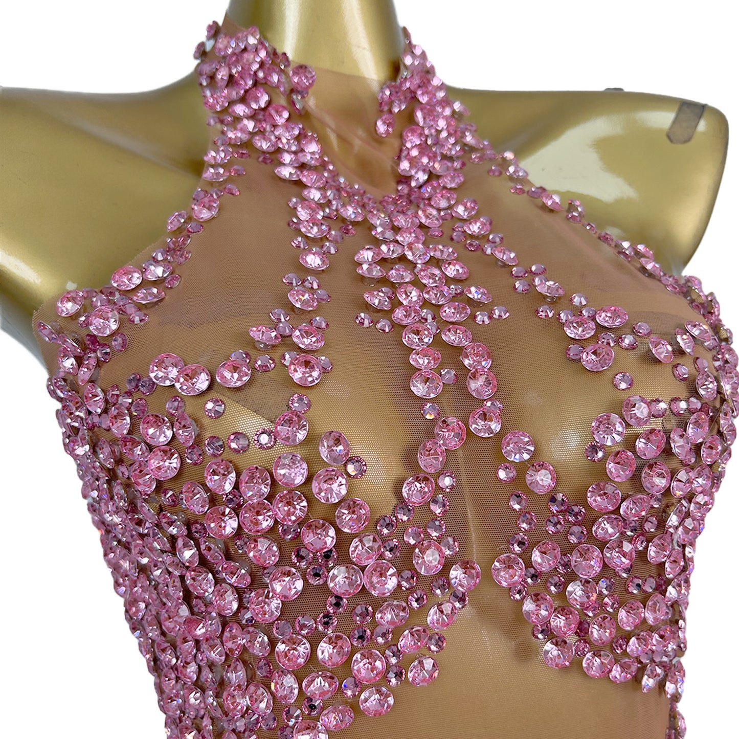 Huatuo Sparkly Pink Crystal Prom Dresses