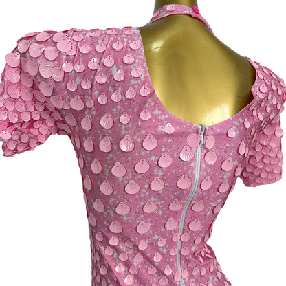 Jinsique Sexy Pink Shell Sequins Mini Dress