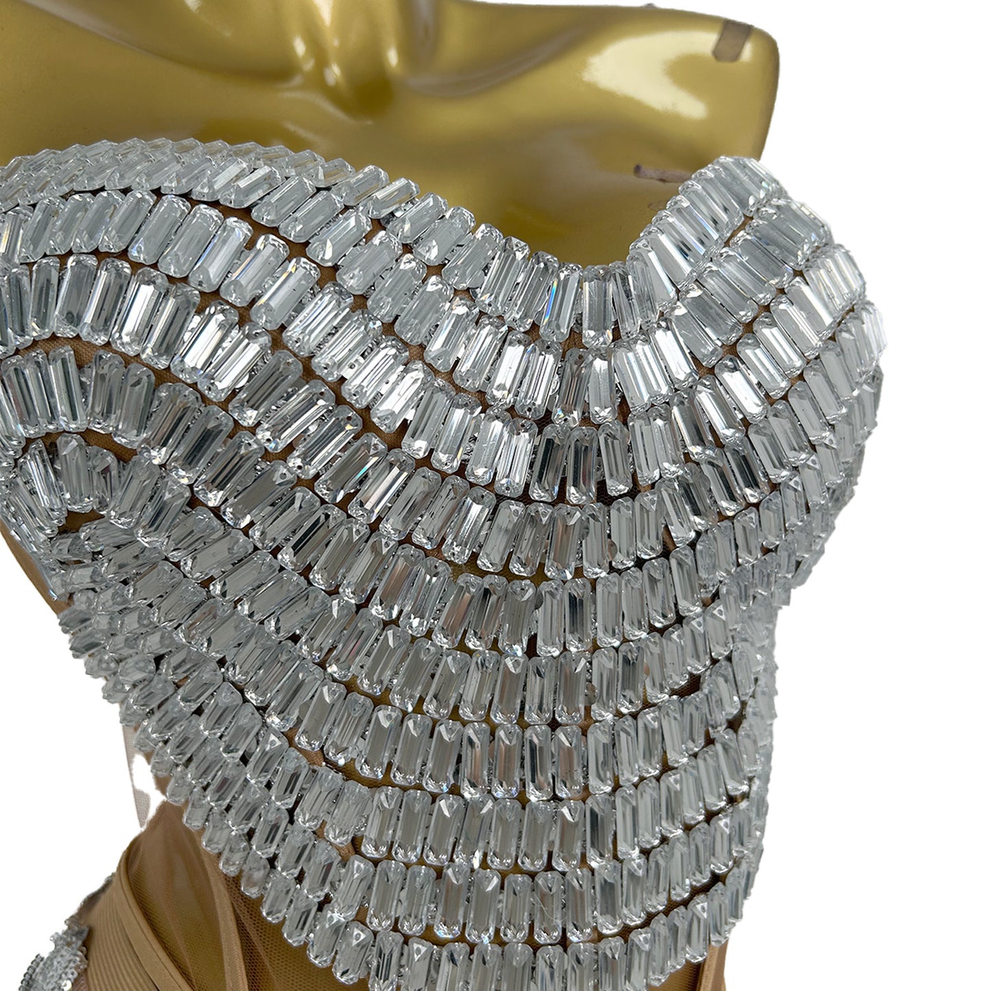 Weijing Silver Sequins Tassel Mini Skirt Crop Tops 2 Pieces Set