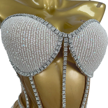 Tangguo White Glitter Rhinestone 2-Piece Set
