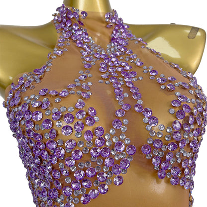 Huatuo Sparkly Light Purple Crystal Prom Dresses