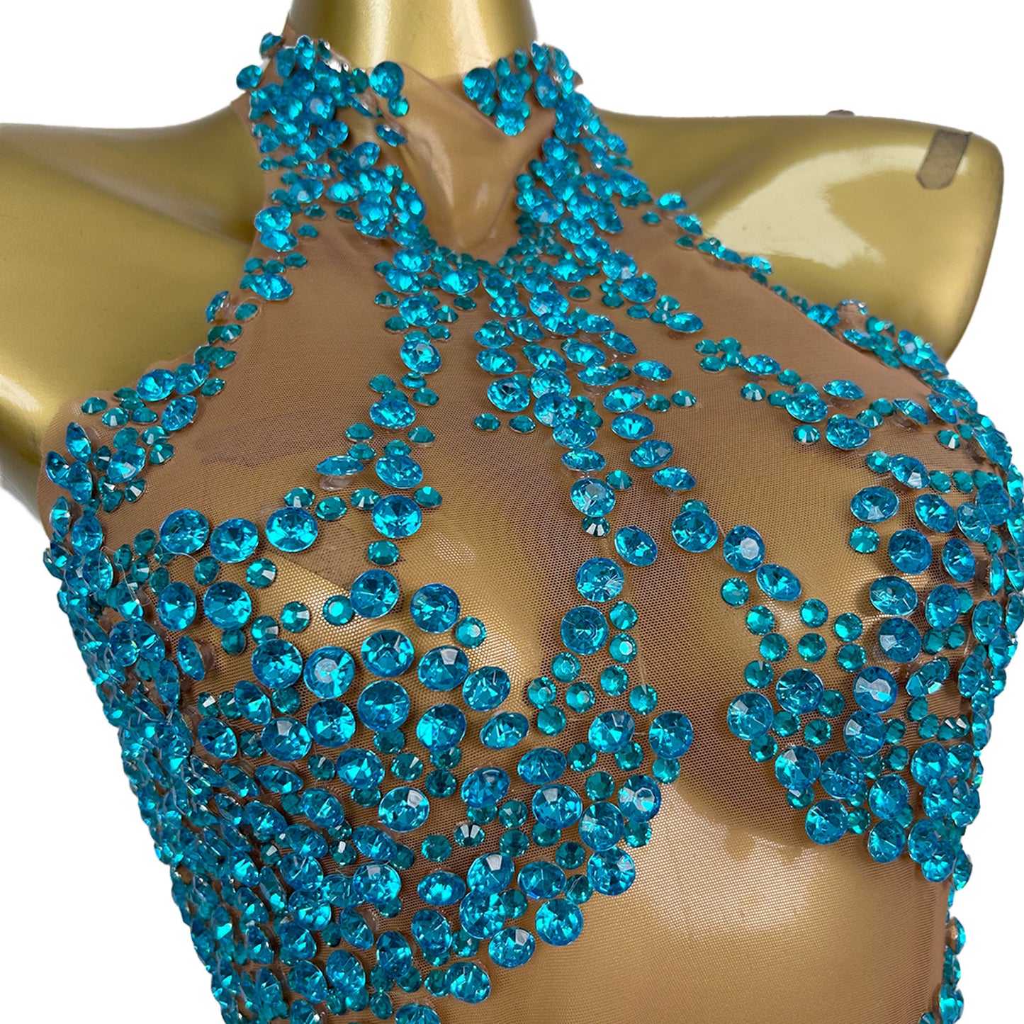 Huatuo Sparkly Blue Crystal Prom Dresses