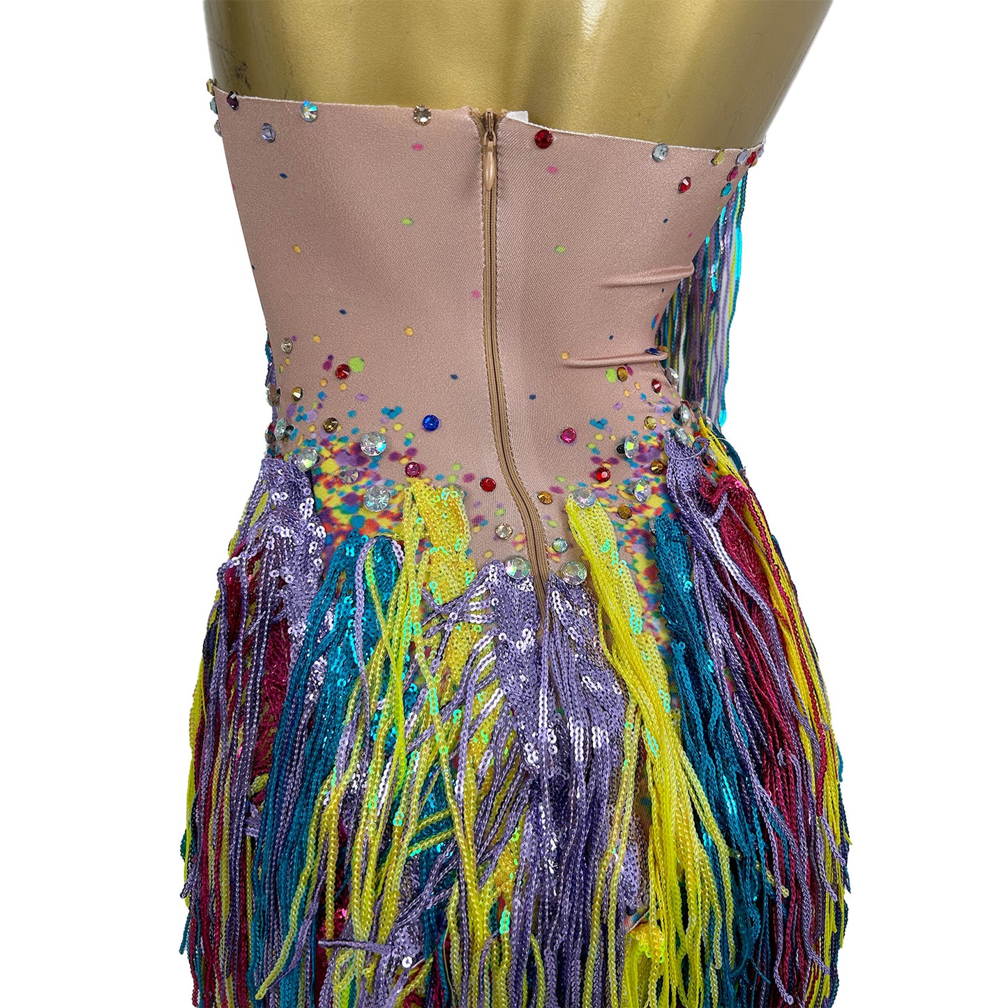Xinwucai Women Colorful Rainbow Tassel Leotard