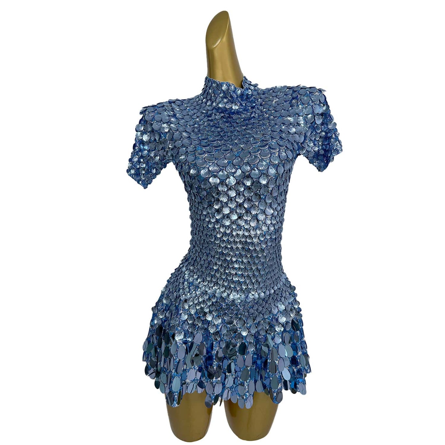 Jinsique Sexy Blue Shell Sequins Mini Dress