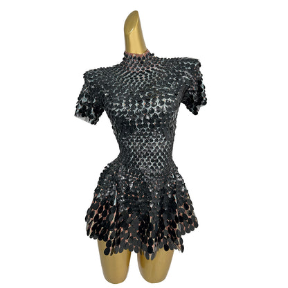 Jinsique Sexy Black Shell Sequins Mini Dress