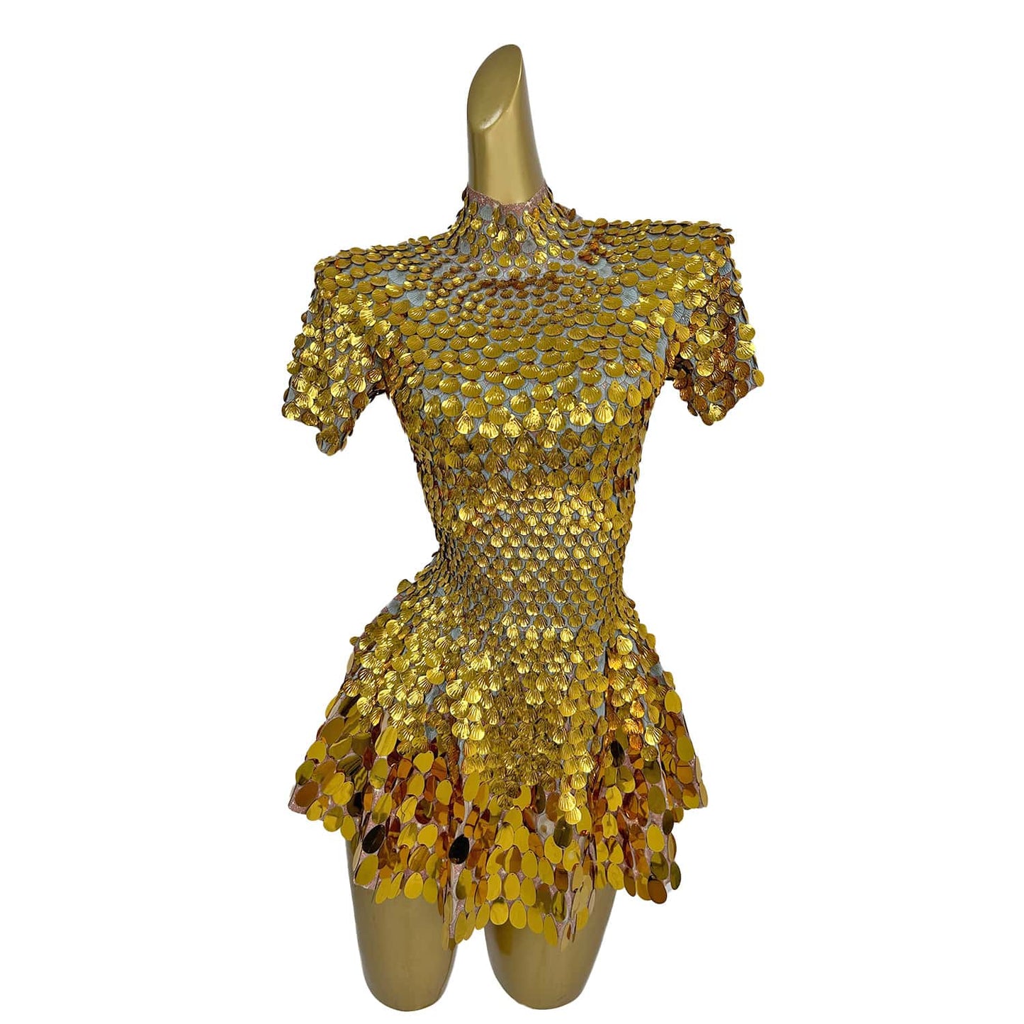 Jinsique Sexy Gold Shell Sequins Mini Dress