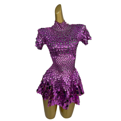 Jinsique Sexy Rose Red Shell Sequins Mini Dress