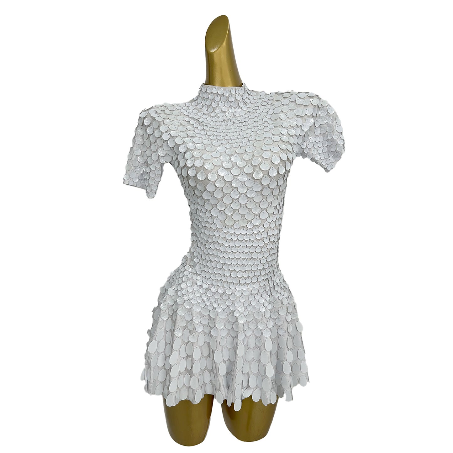 Jinsique Sexy White Shell Sequins Mini Dress