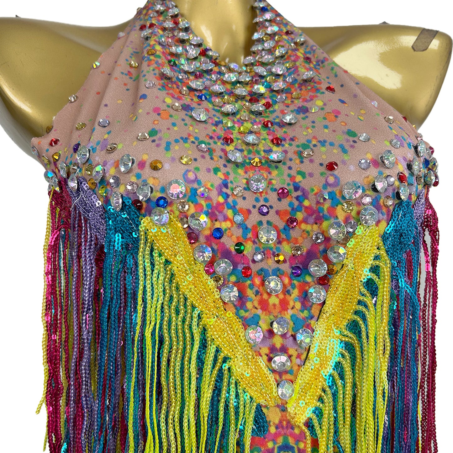 Xinwucai Women Colorful Rainbow Tassel Leotard