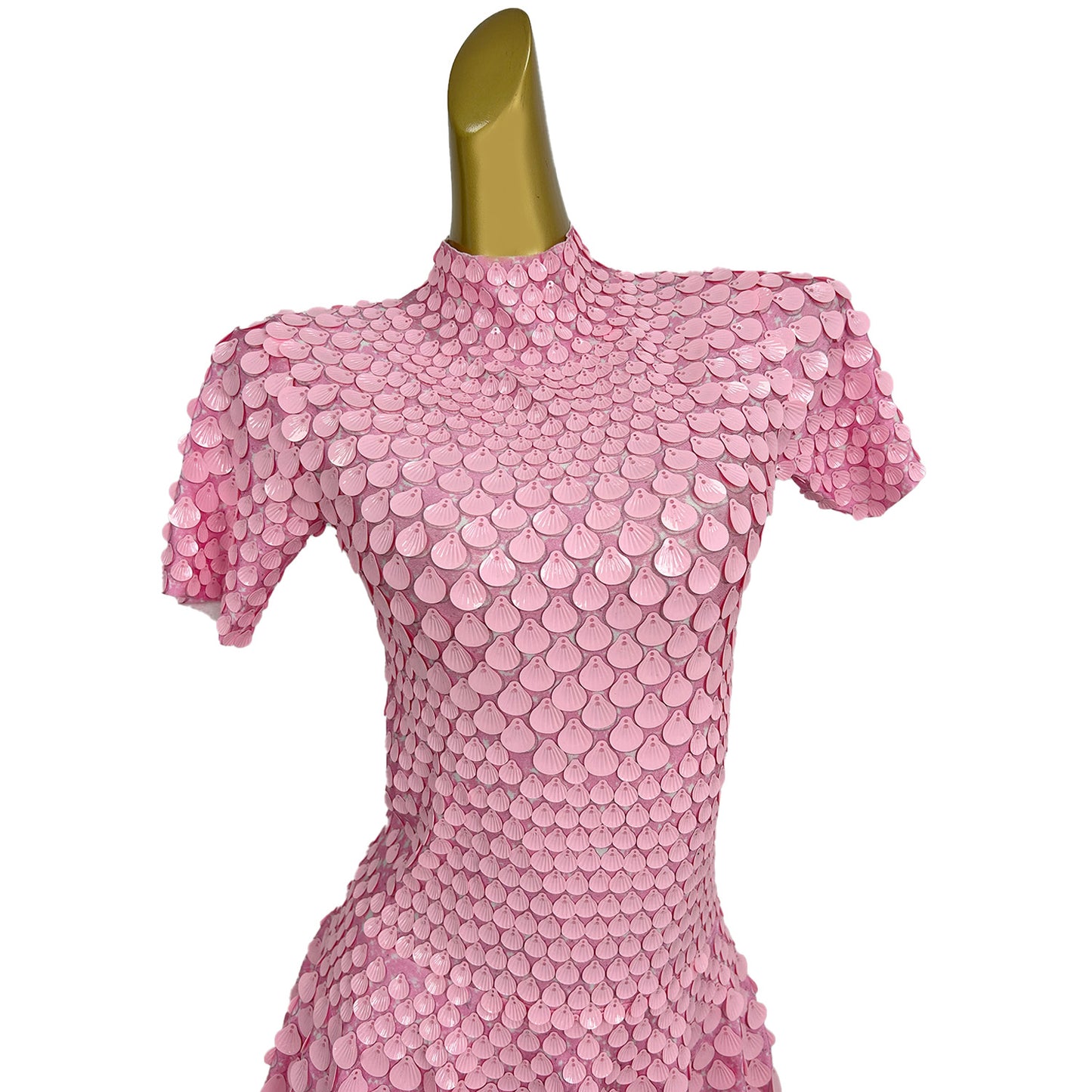 Jinsique Sexy Pink Shell Sequins Mini Dress
