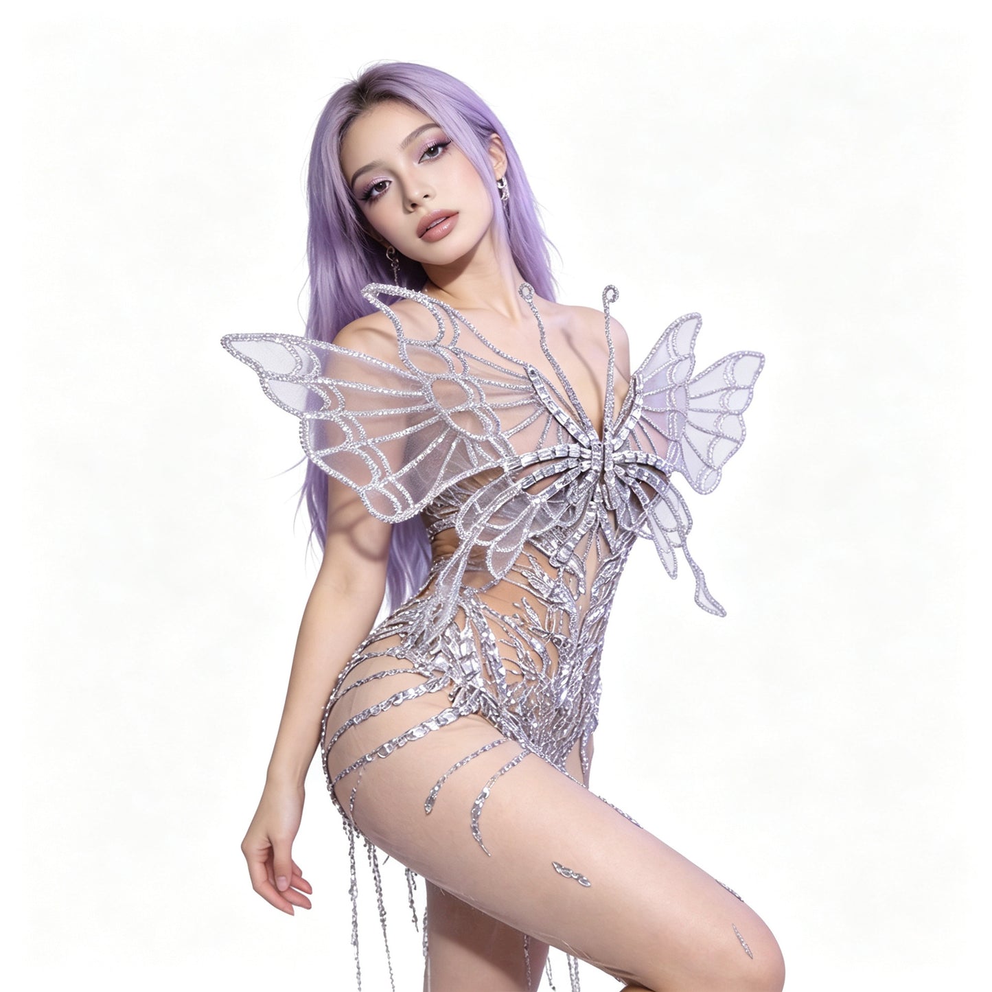 CELESINYI Diexian Crystal Butterfly Wing Bodysuit