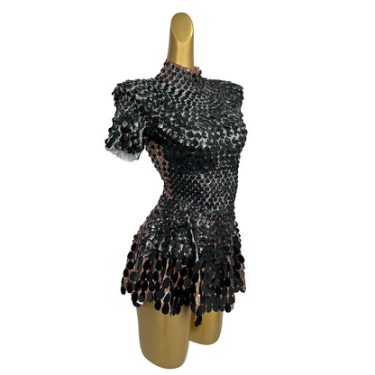 Jinsique Sexy Black Shell Sequins Mini Dress