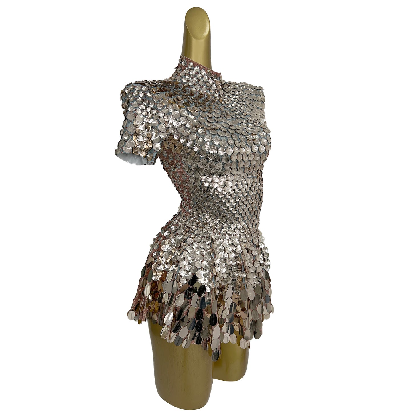 Jinsique Sexy Champagne Shell Sequins Mini Dress
