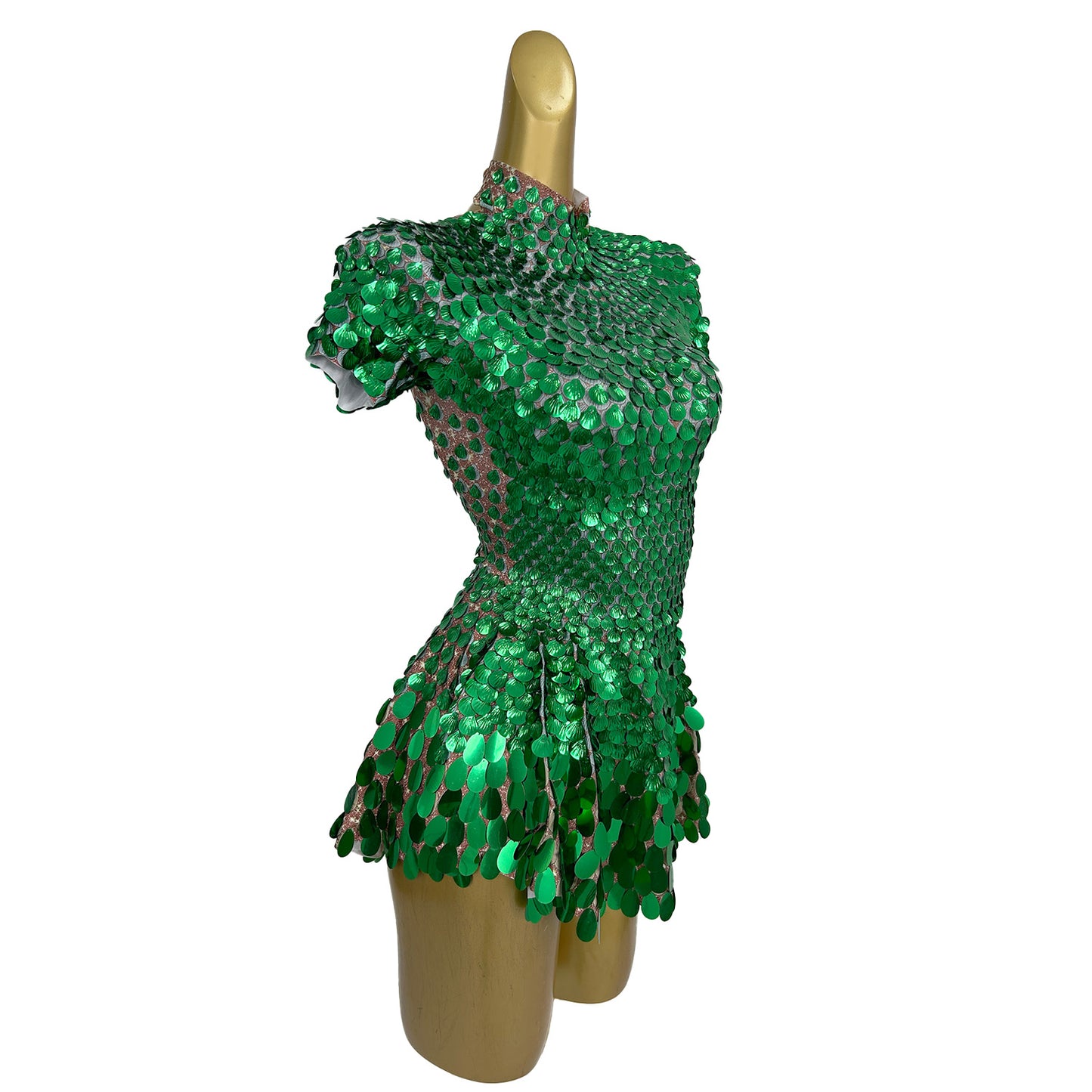 Jinsique Sexy Green Shell Sequins Mini Dress