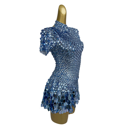 Jinsique Sexy Blue Shell Sequins Mini Dress