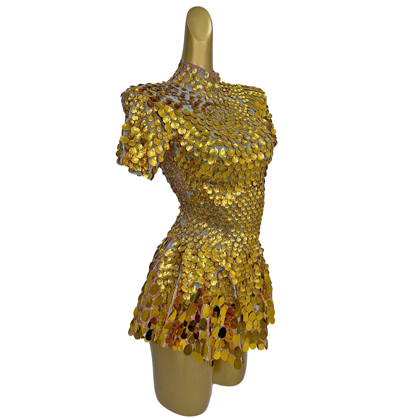 Jinsique Sexy Gold Shell Sequins Mini Dress