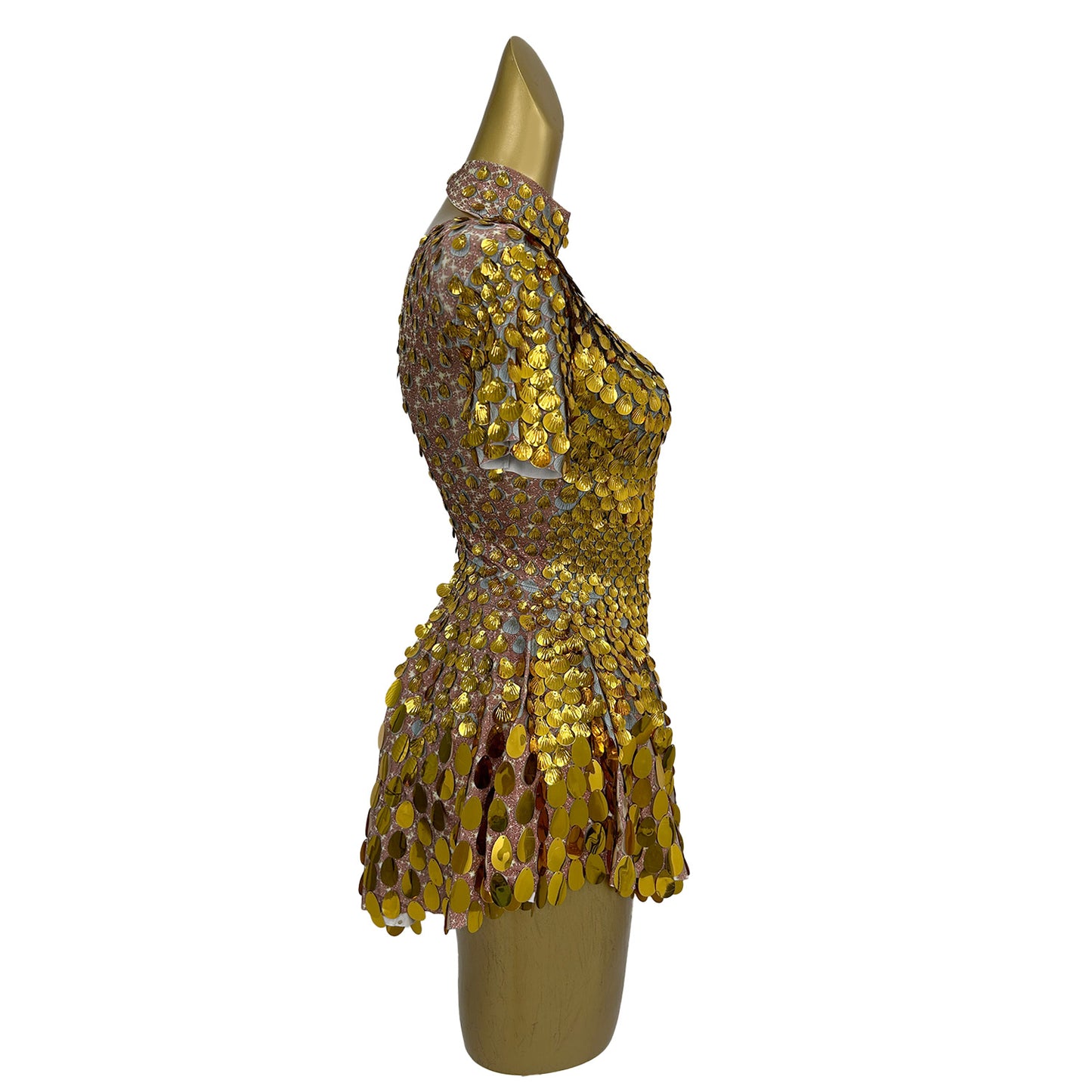 Jinsique Sexy Gold Shell Sequins Mini Dress