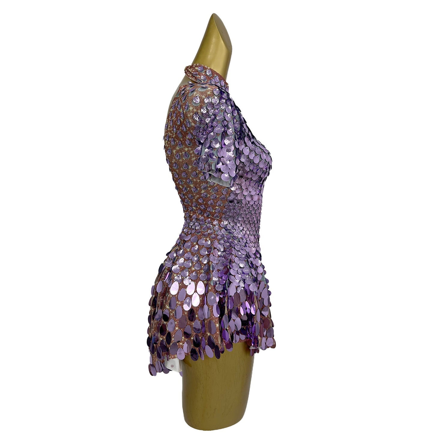 Jinsique Sexy Light Purple Shell Sequins Mini Dress