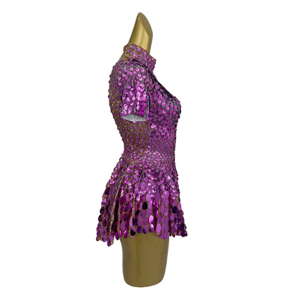 Jinsique Sexy Rose Red Shell Sequins Mini Dress