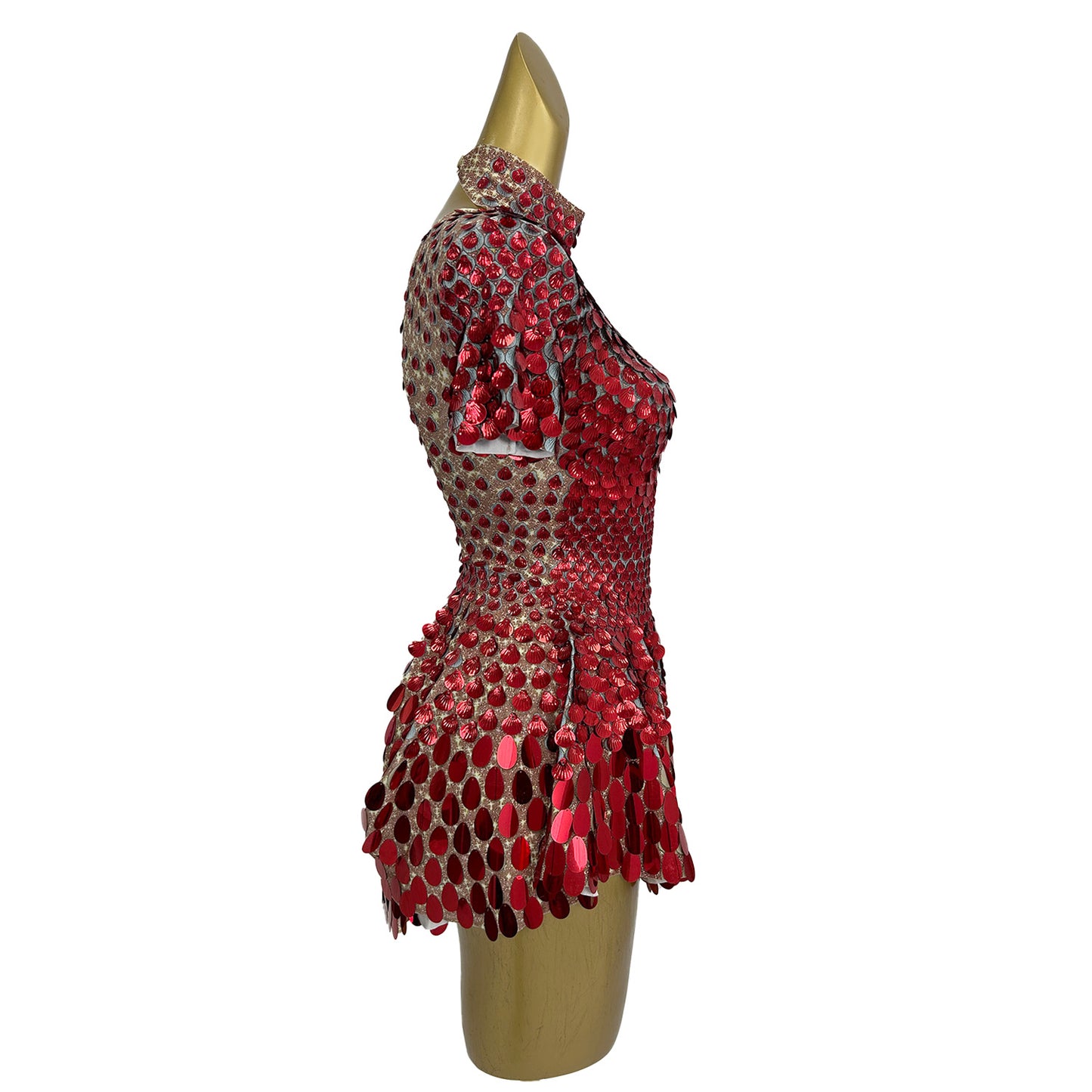 Jinsique Sexy Red Shell Sequins Mini Dress