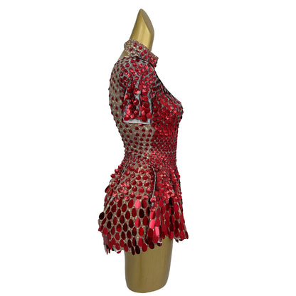 Jinsique Sexy Red Shell Sequins Mini Dress