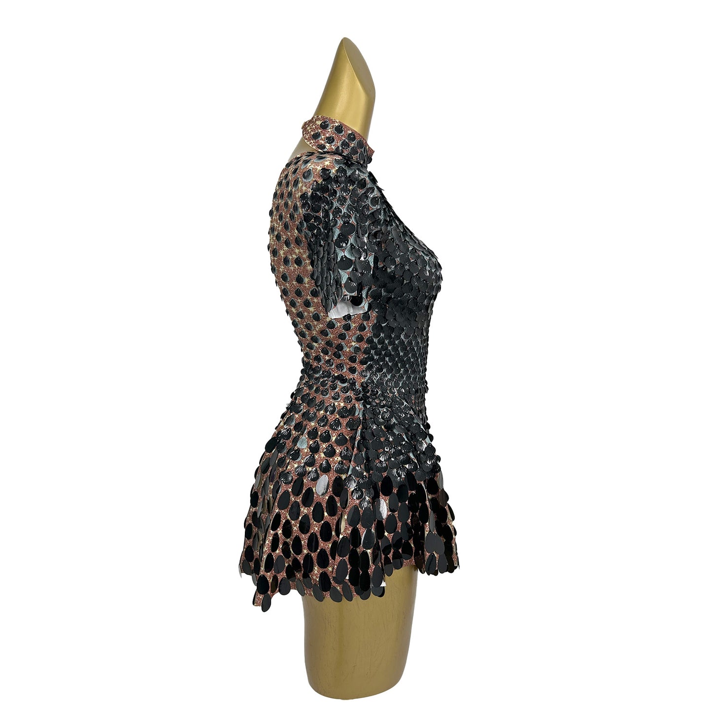 Jinsique Sexy Black Shell Sequins Mini Dress