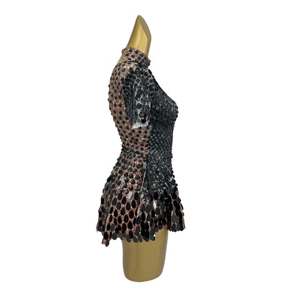 Jinsique Sexy Black Shell Sequins Mini Dress
